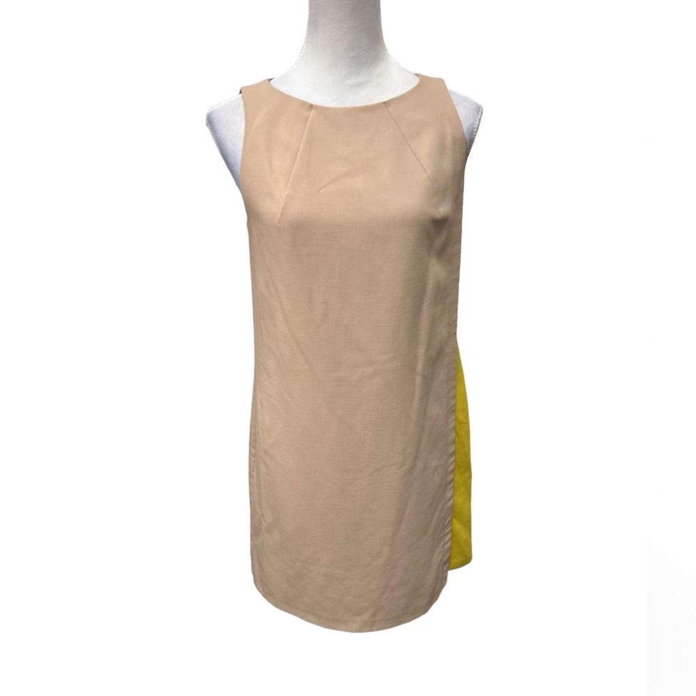 Oasis Sleeveless Color Block Dress / Color: Tan / Size: 10 (Fits like a Size 6